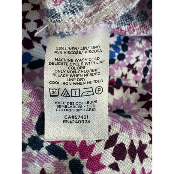 LOFT Linen Blend Mosaic Midi Wrap Skirt Womens Size 14 Violet Event Cottage - Picture 12 of 12